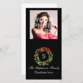 Cartes Pour Fêtes Annuelles Monogramme classique Holly Wreath Custom Christmas (Devant / Derrière)