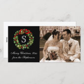 Cartes Pour Fêtes Annuelles Monogramme classique Holly Wreath Noël (Devant / Derrière)