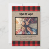 Cartes Pour Fêtes Annuelles Monogramme de Burlap Rustique et de Buffalo Plaid  (Devant)