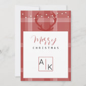 Cartes Pour Fêtes Annuelles Monogramme de Tartan en Bourgogne (Devant)