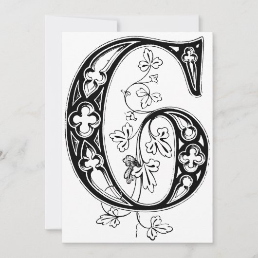 Cartes Pour Fêtes Annuelles Monogramme G initial noir et blanc (Devant)