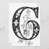 Cartes Pour Fêtes Annuelles Monogramme G initial noir et blanc (Devant / Derrière)