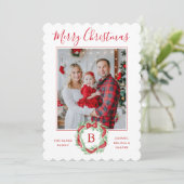 Cartes Pour Fêtes Annuelles Monogramme Grandmillennial Christmas Wath Bows (Debout devant)