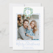 Cartes Pour Fêtes Annuelles Monogramme Grandmillennial Christmas Wreath Bow (Devant)