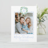 Cartes Pour Fêtes Annuelles Monogramme Grandmillennial Christmas Wreath Bow (Debout devant)