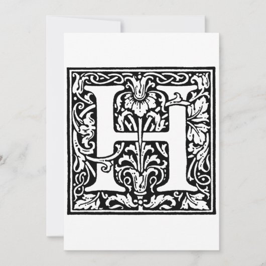 Cartes Pour Fêtes Annuelles Monogramme H Floral noir et blanc initial (Devant)