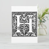 Cartes Pour Fêtes Annuelles Monogramme H Floral noir et blanc initial (Debout devant)