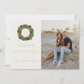 Cartes Pour Fêtes Annuelles Monogramme photo Pine Wire Simple Vacances (Devant)