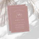 Cartes Pour Fêtes Annuelles Monogramme rose poussiéreux simple<br><div class="desc">Monogramme rose Dusty simple. Impressionnez vos invités mariages avec ce faire-part de mariage rose poudreux branché avec un magnifique script blanc, avec les initiales de la mariée et du marié sur un arrière - plan rose en or. Cette Invitation a un superbe design rose poussiéreux, avec des ambiances modernes et...</div>