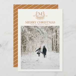 Cartes Pour Fêtes Annuelles Monogramme rustique Copper personnalisé initial