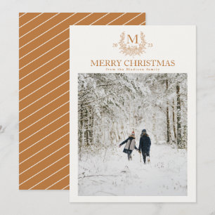 Cartes Pour Fêtes Annuelles Monogramme rustique initiale personnalisée en cuiv