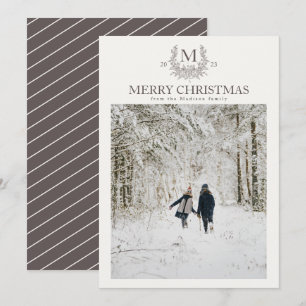 Cartes Pour Fêtes Annuelles Monogramme rustique initiale personnalisée Wenge