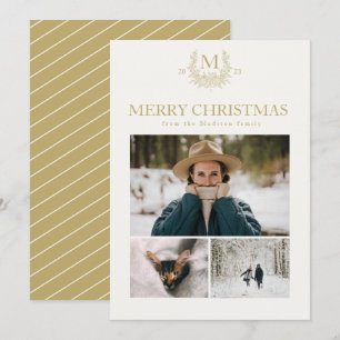 Cartes Pour Fêtes Annuelles Monogramme rustique personnalisé avec initiale de