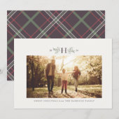 Cartes Pour Fêtes Annuelles Monogramme rustique photo horizontale de Noël (Devant / Derrière)