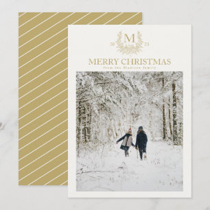 Cartes Pour Fêtes Annuelles Monogramme rustique Sand personnalisé initial