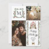 Cartes Pour Fêtes Annuelles Monogramme vert Crest Joyeux Noël 2 Photo (Devant)