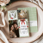 Cartes Pour Fêtes Annuelles Monogramme vert rustique Joyeux Noël 2 Photo