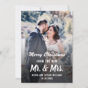 Cartes Pour Fêtes Annuelles Monsieur et Madame Premier Noël Nouvellement Marié