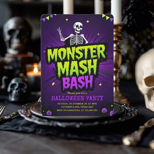 Cartes Pour Fêtes Annuelles Monster Mash Bash Halloween | Éffrayant
