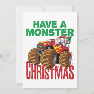 Cartes Pour Fêtes Annuelles Monster Truck Noël Santa Claus Garçons Enfants