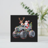 Cartes Pour Fêtes Annuelles Monstre Camion Noël Père Noël Renne Fête  (Debout devant)