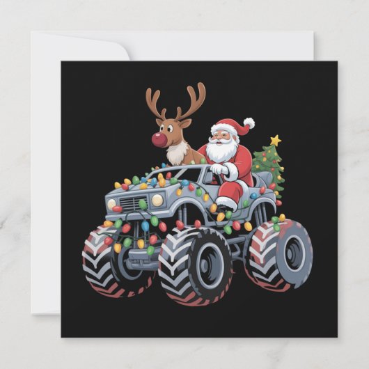 Cartes Pour Fêtes Annuelles Monstre Camion Noël Père Noël Renne Fête  (Devant)