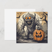 Cartes Pour Fêtes Annuelles Monstre d'Halloween effrayant et Jack O'Lantern (Devant / Derrière)