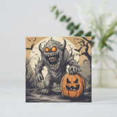 Cartes Pour Fêtes Annuelles Monstre d'Halloween effrayant et Jack O'Lantern (Debout devant)