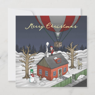 Cartes Pour Fêtes Annuelles Montgolfière du Père Noël