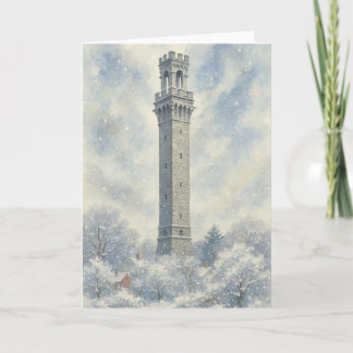 Cartes Pour Fêtes Annuelles Monument aux pèlerins en hiver
