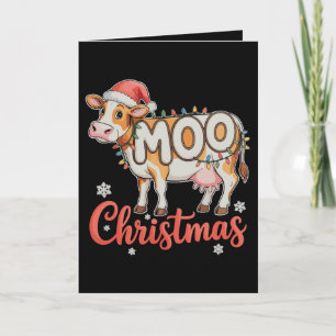 Cartes Pour Fêtes Annuelles MOO Noël Xmas Lumières Vache Agriculteur Agricultu