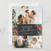 Cartes Pour Fêtes Annuelles Moody Grey Modern Script 3 Photo Joyeux Noël (Devant)