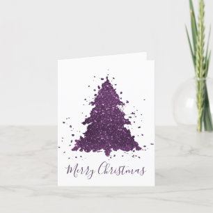 Cartes Pour Fêtes Annuelles Moody Joyeux Noël Arbre pourpre à prune profonde