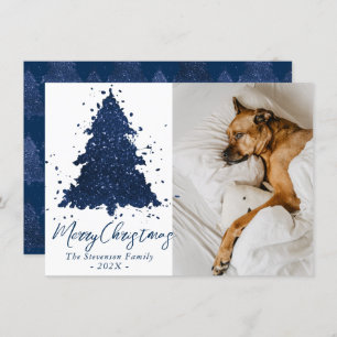 Cartes Pour Fêtes Annuelles Moody Joyeux Noël Classy Navy Blue Photo
