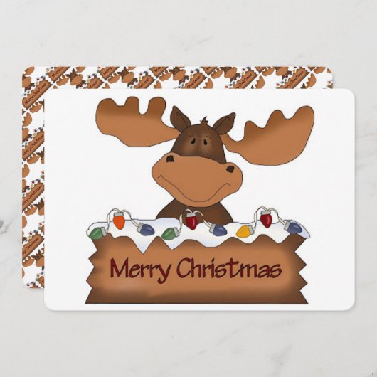Cartes Pour Fêtes Annuelles Moose de Noël (Devant / Derrière)