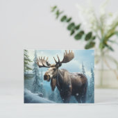 Cartes Pour Fêtes Annuelles Moose d'hiver (Debout devant)