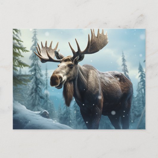 Cartes Pour Fêtes Annuelles Moose d'hiver (Devant)