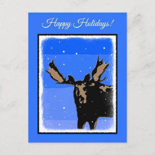 Cartes Pour Fêtes Annuelles Moose en hiver - Art original de la faune