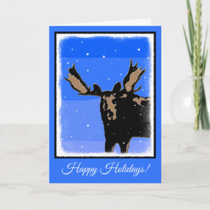 Cartes Pour Fêtes Annuelles Moose en hiver - Art original de la faune