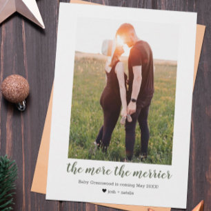 Cartes Pour Fêtes Annuelles More the Merrier Pregnancy Announcement Card