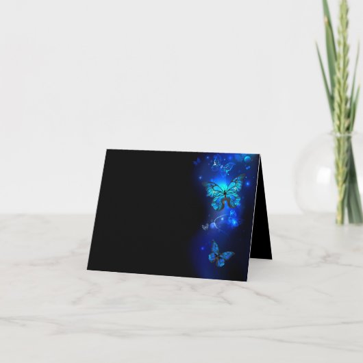 Cartes Pour Fêtes Annuelles Morpho Butterfly in the Dark Background (Devant)
