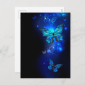 Cartes Pour Fêtes Annuelles Morpho Butterfly in the Dark Background (Devant / Derrière)