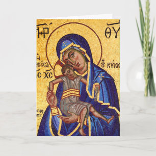 Cartes Pour Fêtes Annuelles Mosaïque Madonna & enfant