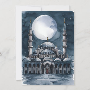 Cartes Pour Fêtes Annuelles Mosquée à l'aquarelle 