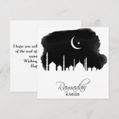 Cartes Pour Fêtes Annuelles Mosquée aquarelle Ramadan Kareem (Devant / Derrière)