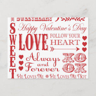 Cartes Pour Fêtes Annuelles Mot vintage moderne Valentine Love collage