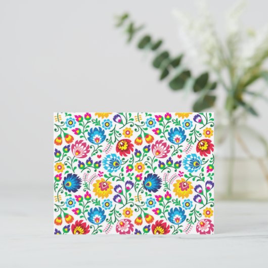 Cartes Pour Fêtes Annuelles Motif à fleurs d'art populaire 2 (Debout devant)