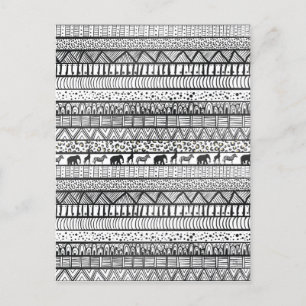 Cartes Pour Fêtes Annuelles Motif africain tribal noir blanc