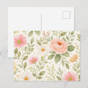 Cartes Pour Fêtes Annuelles Motif aquarelle florale douce