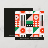 Cartes Pour Fêtes Annuelles Motif Bauhaus Moderne Rouge et Vert (Devant / Derrière)